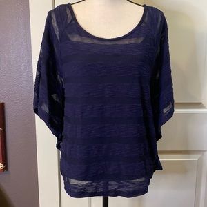 INC Purplish Blue Top with Wing Sleeves - Size L (Measurements in photos)